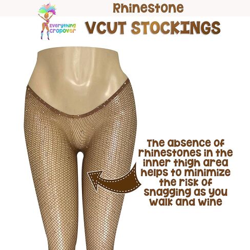 V-Cut Skintone Glitter Fishnet Stockings | VCut Carnival Tights for Black and Brown Skin Women | GB2022 One Size in Saudi Arabia