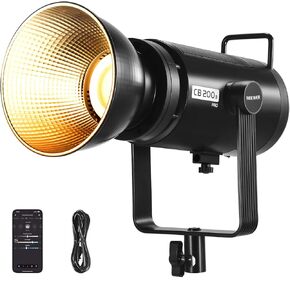 NEEWER 210W COB LED Video Light with 2.4G/APP Control, 2700K-6500K Bi Color Continuous Output Lighting Studio Photography Recording with Bowens Mount, 90000lux/1m, CRI/TLCI97+, GM ±50, CB200B PRO