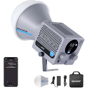 NEEWER HB80C RGBWW LED Video Light with Built-in 72Wh Battery & 100W PD Fast Charging, 80W Mini RGB COB Continuous Output Lighting Bowens Mount Handheld Spotlight 2500K-7500K, 10400lux/m, 18 Effects