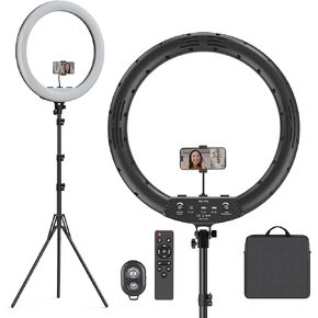 Hagibis 21 inch Ring Light with Stand Outer 55W 5600k Dimmable LED Light, Tripod Stand,and Phone Holder，Remote Controller,Carrying Bag ，CRI 97+ 2540lux, for Streaming Home Office Zoom Call Lighting