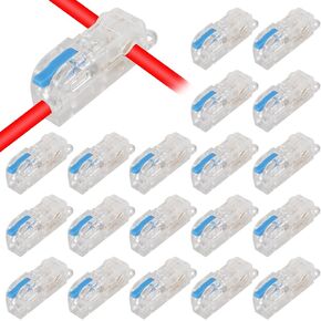 20PCS T-Type Stripping Free Wiring Connector with Fixing Hole Quick Branch Splice Junction Box Lever Wire Connector 32A T2 (1 in 2out Blue) in Kuwait