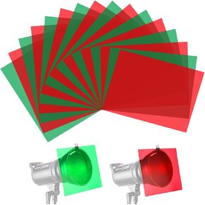 10 Pack Gel Filter Transparency Color Film Plastic Sheets Colored Overlays Correction Gels Light Filter Flash Lighting Holiday Decorations,11.7 by 8.3 Inches (Red)