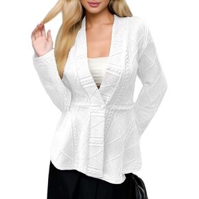 Milumia Women's Textured Ruffle Hem Blazer Single Button Shawl Collar Long Sleeve Jacket
