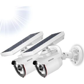 OOSSXX (Wire Free Solar Motion Light) Motion Sensor Solar Powered Outdoor Wireless Fake Camera Brightest Floodlights Spot Lighting Spotlight Home Security LED Lights Defiant Activated Detector