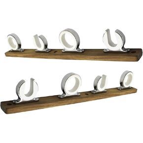 MARINE CITY 316 Grade Stainless Steel White Poly Board 4-Rod Reel Bright Smooth Polished Fishing Storage Hanger Rack for Marines – Boats – Yachts – Vans – Cars – Hardware Accessories (Pack of 1)