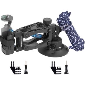 Osmo Pocket 3 Car Mount, Blade Arm Sunction Cup Shock Absorbing Car Shooting System with Safety Harness Compatible with DJI Osmo Pocket/Gopro Action Camera