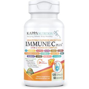 KAPPA NUTRITION (60 Capsules), Quercetin 1,000mg, Vitamin C 1,000mg, Zinc 50mg, Vitamin D3 5,000iu, Selenium, Copper, Acerola, Ginger, Rutin, Bitter Orange, Rose HIPS, Echinacea, Immune C Plus