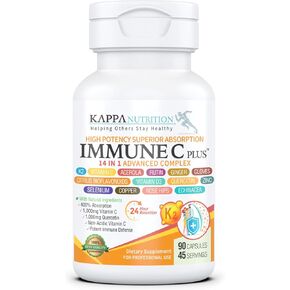 KAPPA NUTRITION (60 Capsules), Quercetin 1,000mg, Vitamin C 1,000mg, Zinc 50mg, Vitamin D3 5,000iu, Selenium, Copper, Acerola, Ginger, Rutin, Bitter Orange, Rose HIPS, Echinacea, Immune C Plus