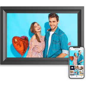Digital Picture Frame 10.1 Inch WiFi Digital Photo Frame, 1280 * 800 HD Touch Screen, 16GB Storage, Wall-Mounted, Auto-Rotate Slideshow, Instantly Share Photos and Video via Phone App