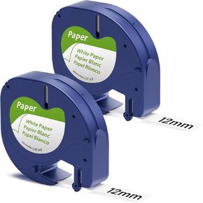 4X Label Maker Tape Replacement for Dymo LetraTag Refills Compatible with Dymo Label Maker Refills LetraTag LT-100H Plus and 200B, 12mm x 4m (1/2" x13') White Paper Tape
