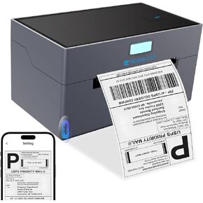 Bluetooth Thermal Shipping Label Printer, 4x6 Label Printer for Small Business for Shipping Packages, Support Windows, Mac, iOS, Android, Used for Amazon, Ebay, Shopify, Etsy, UPS, USPS