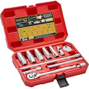 11pc Magnetic Spark Plug Socket Set, 3/8 inch Drive,72 Tooth Torque Wrench,2 Magnetic Swivel Sockets,CR-V Socket Sets with Rubber Rings,Spark Plug Gap Tool,U Joint＆10" Extension Bar
