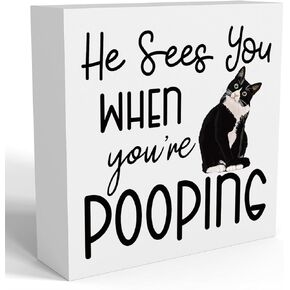 Hello Sweet Cheeks Bathroom Decor, Bathroom Signs Decor, Black and White Bathroom Decor, Funny Bathroom Decor, Bathroom Decor for Shelves, Wooden Box Decor Sign for Home Farmhouse Living Room Table
