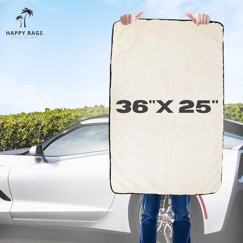 Premium 70/30 Blend Absorbent, Ultra Plush Microfiber Coral Fleece Drying Towel for Cars, Home & More - Soft Suede Edges, Safe & Scratch Free, Electric Blue (36" x 25") in Saudi Arabia