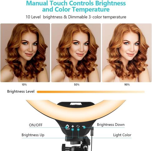 Sensyne 10'' Ring Light with 50'' Extendable Tripod Stand, LED Circle Lights with Phone Holder for Live Stream/Makeup/YouTube Video/TikTok, Compatible with All Phones in Saudi Arabia