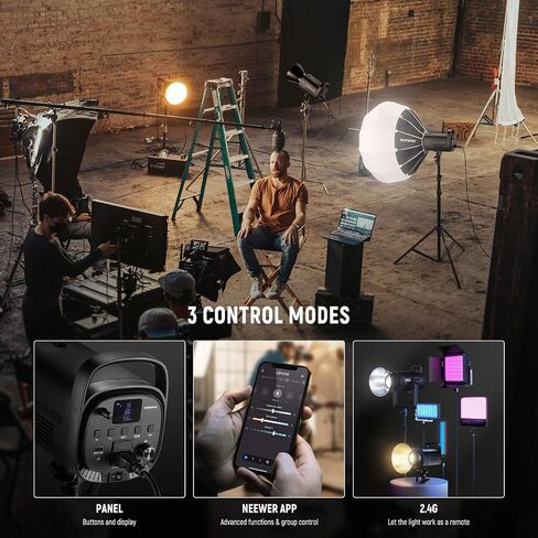 NEEWER CB120B 120W LED Video Light with 2.4G&APP Control COB Bi Color 2700K-6500K 78000lux at 1m/CCT Mode/CRI97/12 Scenes/Bowens Mount Continuous Output Lighting for Studio Photography/Video Recording in Saudi Arabia