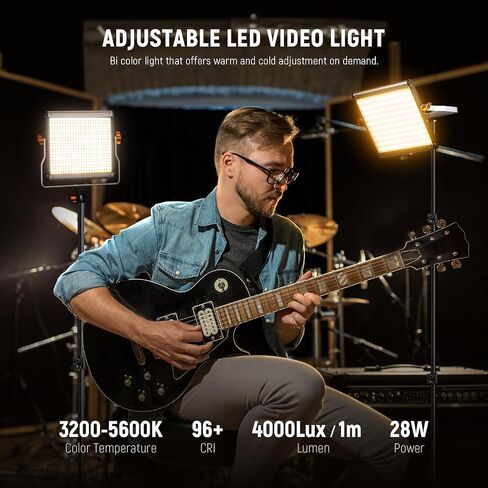 Neewer 2 Packs Dimmable Bi-Color 480 LED Video Light and Stand Lighting Kit Includes: 3200~5600K CRI 96+ LED Panel with U Bracket, 75 inches Light Stand for YouTube Studio Photography, Video Shooting in Saudi Arabia