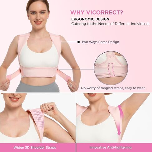 Vicorrect Adjustable Posture Corrector for Women：Upper Back Support Spine Collection for Straighten Shoulders(L/XL) in Saudi Arabia
