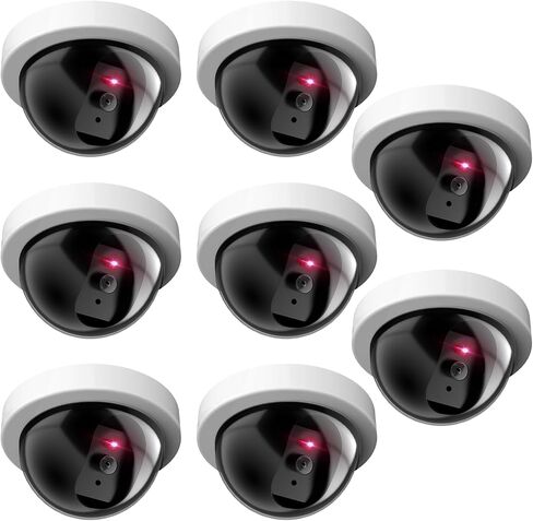 WALI Dummy Fake Security CCTV Dome Camera with Flashing Red LED Light with Security Alert Sticker Decals (SDW-6), 6 Packs, White in Saudi Arabia