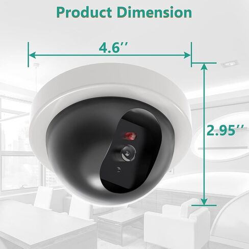WALI Dummy Fake Security CCTV Dome Camera with Flashing Red LED Light with Security Alert Sticker Decals (SDW-6), 6 Packs, White in Saudi Arabia