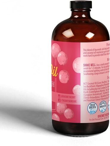 THE DIRT Oil Pulling Mouthwash - Gluten Free - Removes Plaque, Tartar, Bad Breath & Whitens Teeth (Cinna Mint, 8 Ounce) in Saudi Arabia