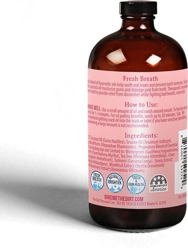 THE DIRT Oil Pulling Mouthwash - Gluten Free - Removes Plaque, Tartar, Bad Breath & Whitens Teeth (Cinna Mint, 8 Ounce) in Saudi Arabia