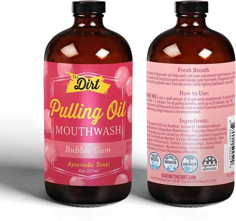 THE DIRT Oil Pulling Mouthwash - Gluten Free - Removes Plaque, Tartar, Bad Breath & Whitens Teeth (Cinna Mint, 8 Ounce) in Saudi Arabia