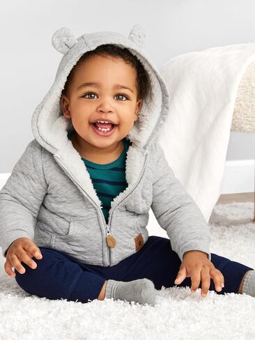 Simple Joys by Carter's Baby Hooded Sweater Jacket with Sherpa Lining in Saudi Arabia