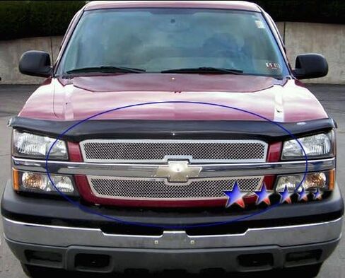 APS Compatible with Chevy Silverado 1500 SS HD 2003-2005 & 03-04 2500 3500& 02-06 Avalanche Without Body Cladding Main Upper Stainless Steel Black Mesh Rivet Studs Grille Insert CL5717H in Saudi Arabia