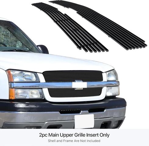 APS Compatible with Chevy Silverado 1500 SS HD 2003-2005 & 03-04 2500 3500& 02-06 Avalanche Without Body Cladding Main Upper Stainless Steel Black Mesh Rivet Studs Grille Insert CL5717H in Saudi Arabia