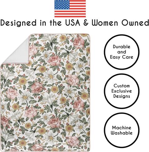 Sweet Jojo Designs Vintage Floral Boho Baby Girl Nursery Crib Bedding Set - 4 Pieces - Blush Pink, Yellow, Green and White Shabby Chic Rose Flower Farmhouse in Saudi Arabia