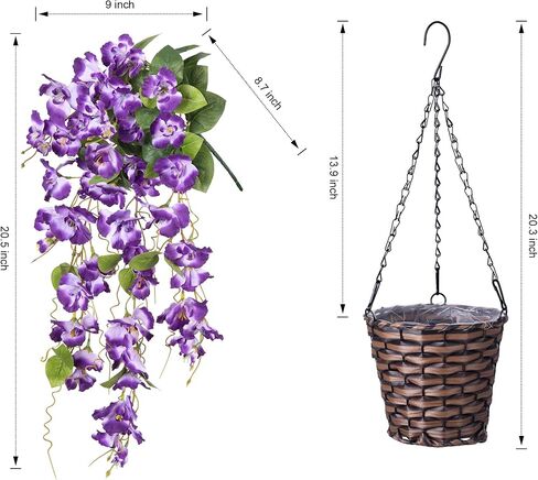 Artificial Fake Hanging Flowers Plants Baskets for Outdoor Spring Summer Decoration, Faux Silk Pink Hibiscus Long Vines in Planter UV Resistant Realistic for Home Porch Outside Garden Yard Patio in Saudi Arabia