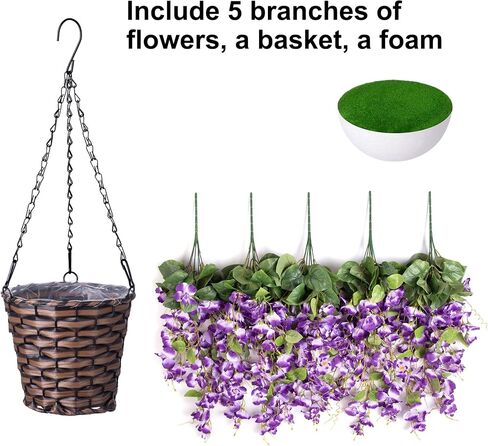 Artificial Fake Hanging Flowers Plants Baskets for Outdoor Spring Summer Decoration, Faux Silk Pink Hibiscus Long Vines in Planter UV Resistant Realistic for Home Porch Outside Garden Yard Patio in Saudi Arabia