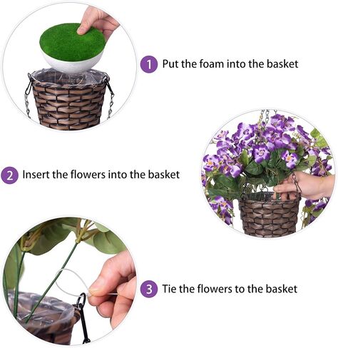 Artificial Fake Hanging Flowers Plants Baskets for Outdoor Spring Summer Decoration, Faux Silk Pink Hibiscus Long Vines in Planter UV Resistant Realistic for Home Porch Outside Garden Yard Patio in Saudi Arabia