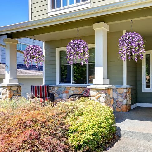 Artificial Fake Hanging Flowers Plants Baskets for Outdoor Spring Summer Decoration, Faux Silk Pink Hibiscus Long Vines in Planter UV Resistant Realistic for Home Porch Outside Garden Yard Patio in Saudi Arabia