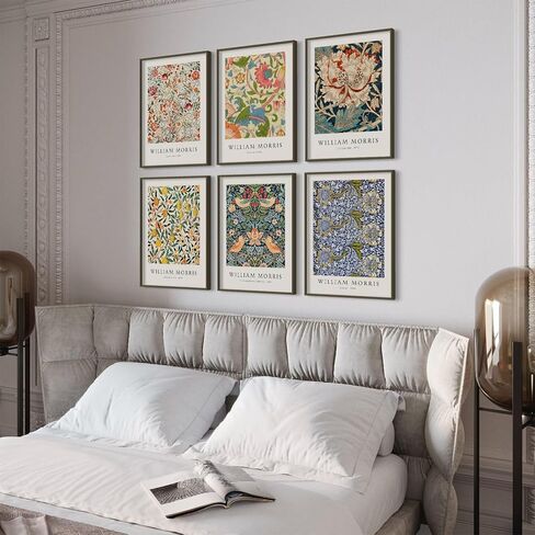 PAINURA William Morris جدار الفن، مطبوعات خمر، زهرة سوق جدار الفن لغرفة النوم، اللوحات الشهيرة جدار العمل الفني، ملصق ويليام موريس، معرض جدار الفن مجموعة 6،8x10 يطبع الفن غير المؤطرة in Kuwait