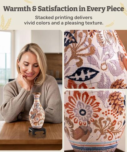 Unique Flower Vase - 3D Puzzle Vase for Adults to Flower Arrangement and Home Decoration Made by 160 Curved and Translucent Plastic Puzzle Pieces - Summer Blossom [S1041] in Kuwait