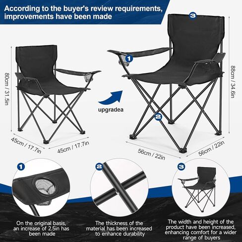 2 Pack Camping Chairs - Lightweight and Supportive Chairs for Teens and Lightweight Individuals - Compact, Durable, and Portable - Ideal for Camping, Hiking, Beach, and Picnics - Carry Bag in Saudi Arabia