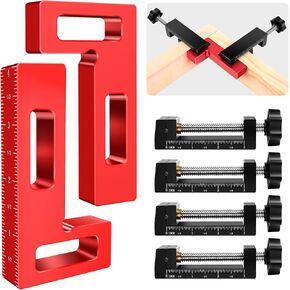 90 Degree Clamp, Corner Clamps for Woodworking, 4 Pack Aluminum Alloy Right Angle Clamp Woodworking Tools, Corner Squares, Positioning Clamping Squares for Picture Frames, Cabinets, Drawers