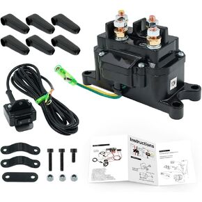 Triumilynn 12V Winch Solenoid Relay Contactor & Winch Rocker Thumb Switch Combo for ATV UTV 1500lb-5000lb Polaris, Warn # 63070 62135 74900 70715 2875714