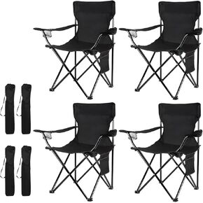 Damei century Camping Chair with Foot Rest, Headrest & Cup Holders & Storage Bag, Portable Adjustable Folding Chairs for Camping Fishing and Other Outdoor Activities, White