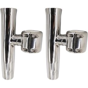 MARINE CITY 304 Grade Stainless Steel Heavy Duty Strong Clamp-on Adjustable Fishing Rod Holder 1-1/2 and 1-5/8 Inches Rails for Marines – Boats – Ships – Yachts (Pack of 2) (Large)