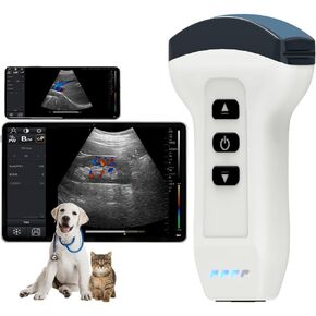 Wireless Color Doppler Ultrasound Machine 3.5MHZ Convex Probe, Wireless Ultrasound Machine for Android and iOS, Handheld Ultrasound Scanner for Pig, Cow, Dog, Sheep