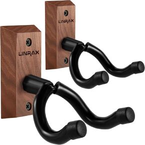 Guitar Wall Mount, 2 Pack Guitar Wall Hanger, Black Walnut Wall Hook with Screws, U-Shaped Guitar Holder for Acoustic Guitar Electric Guitar Bass Banjo Mandolin, Guitar Wall Stand