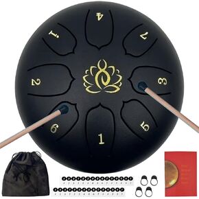Rain Drum for Outside, Steel Tongue Drum Rain Chime 6 Inch 11 Notes, Chakra Rain Drum for Garden Outdoor Drainable, Musical Yoga Education Entertainment Zen Drum Gift with Mallets(Polished, Malachite)