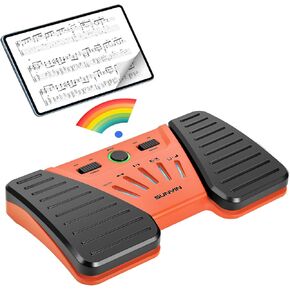 Wireless Page Turner Pedal Buletooth Foot Pedal Music Page Turner Pedal for Phones Ipad Tablets Phone Rechargeable Hands-Free Page Turner Pedal Anti-slip（orange)