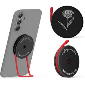 Magnetic Phone Grip & Flexible Phone Holder - Neodymium Magnets & Aircraft-Grade Aluminium - Phone Kickstand Includes Silicone Wires for Non-Magnetic Surfaces - NOT Compatible with MagSafe