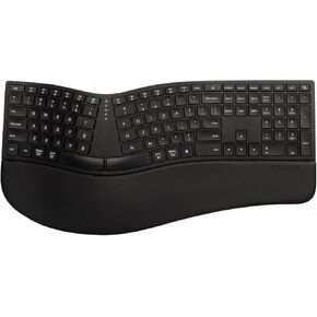 DeLUX Full Size Backlit Wireless Ergonomic Keyboard, Ultra-Thin Split Keyboard with Palm Rest, Touchable Volume Control, Bluetooth and 2.4G, Rechargeable, Natural Typing (GM909Ultra)