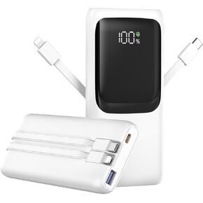 VANYUST S26 Power Bank 50000mAh Built-in Cable, 22.5W Large Capacity Fast Charging, Portable Charger with LED Flashlight and External Battery, Compatile with iPhone, Android, Samsung, etc