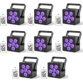 Battery Powered Stage Lights, LED Par Lights 60W Rechargeable 5500mAh RGBWA+UV, Par Can Lights DMX Remote Control Uplights for Events Party Wedding Concert Dance 1Pc